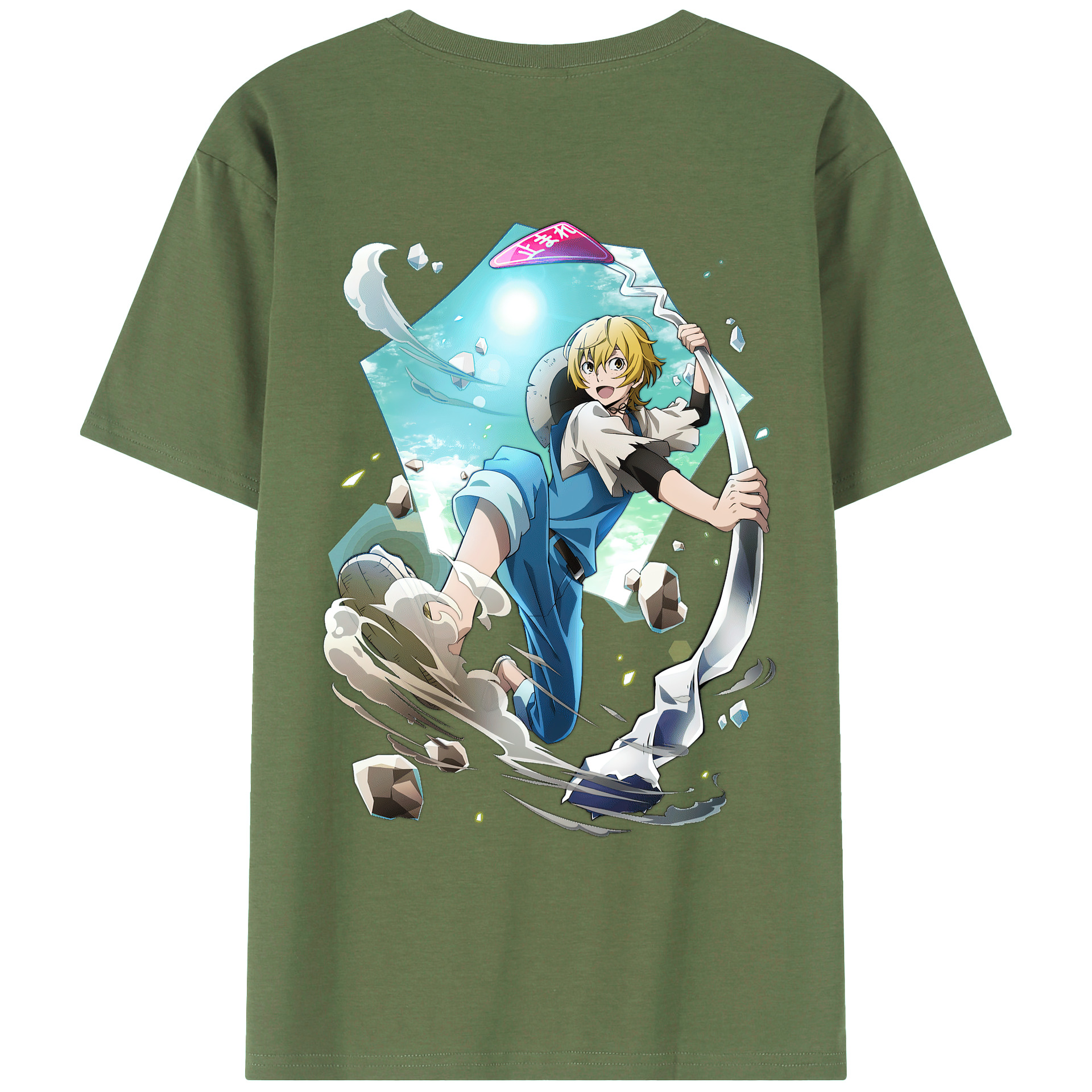 （画像用） 文豪ストレイドッグス Bungo Stray Dogs 綿100％ メンズ半袖Tシャツ（バックプリント） 通気性